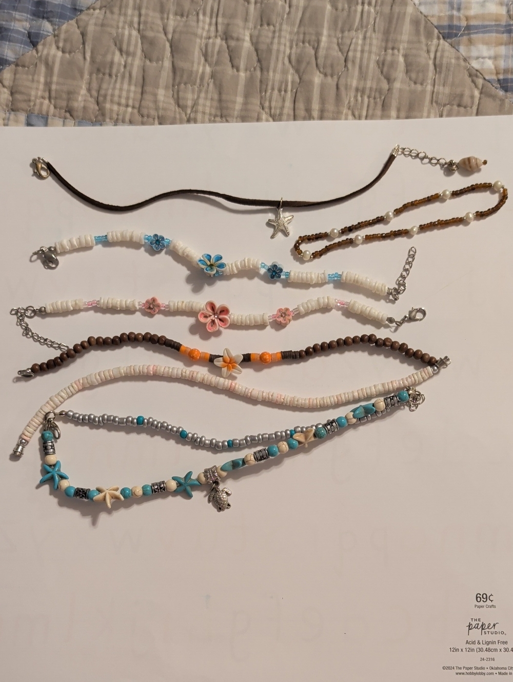 Bundle of 7 Tropical Ankle Bracelets